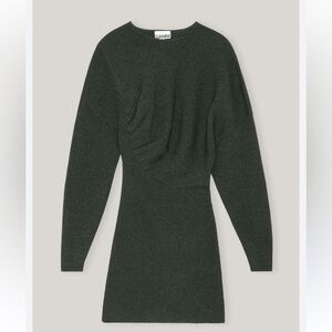 GANNI Melange Knit Dress Green Womens Small